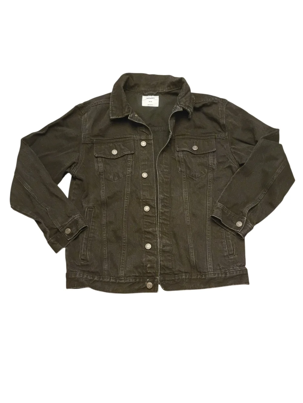 Old Navy Boys Black Denim Trucker Jacket XXL 18 Button Front Jean Jacket